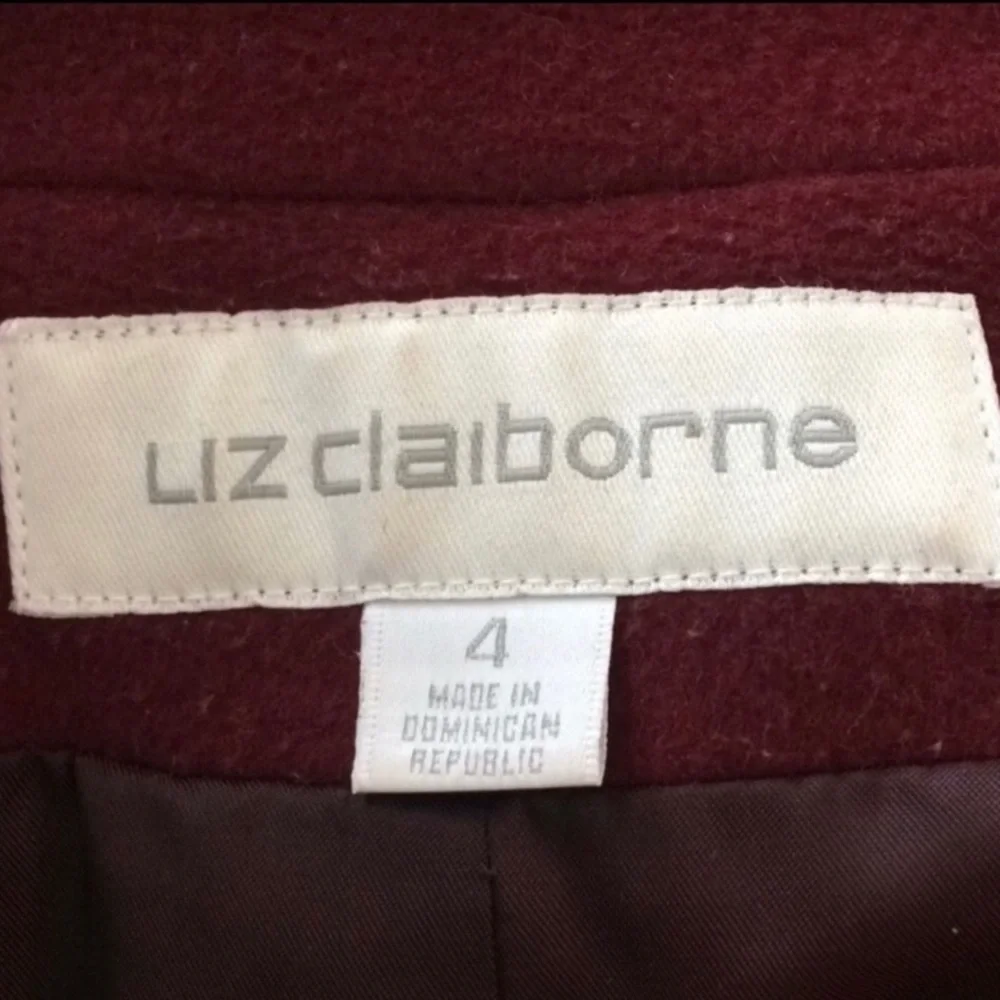 Liz Claiborne Wine Berry Lined Lambswool Coat - Picture 7 of 8